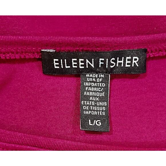 Eileen Fisher Fuchsia Scoop Neck 3/4 Sleeve Viscose Spandex Slinky Top Large - Picture 5 of 6